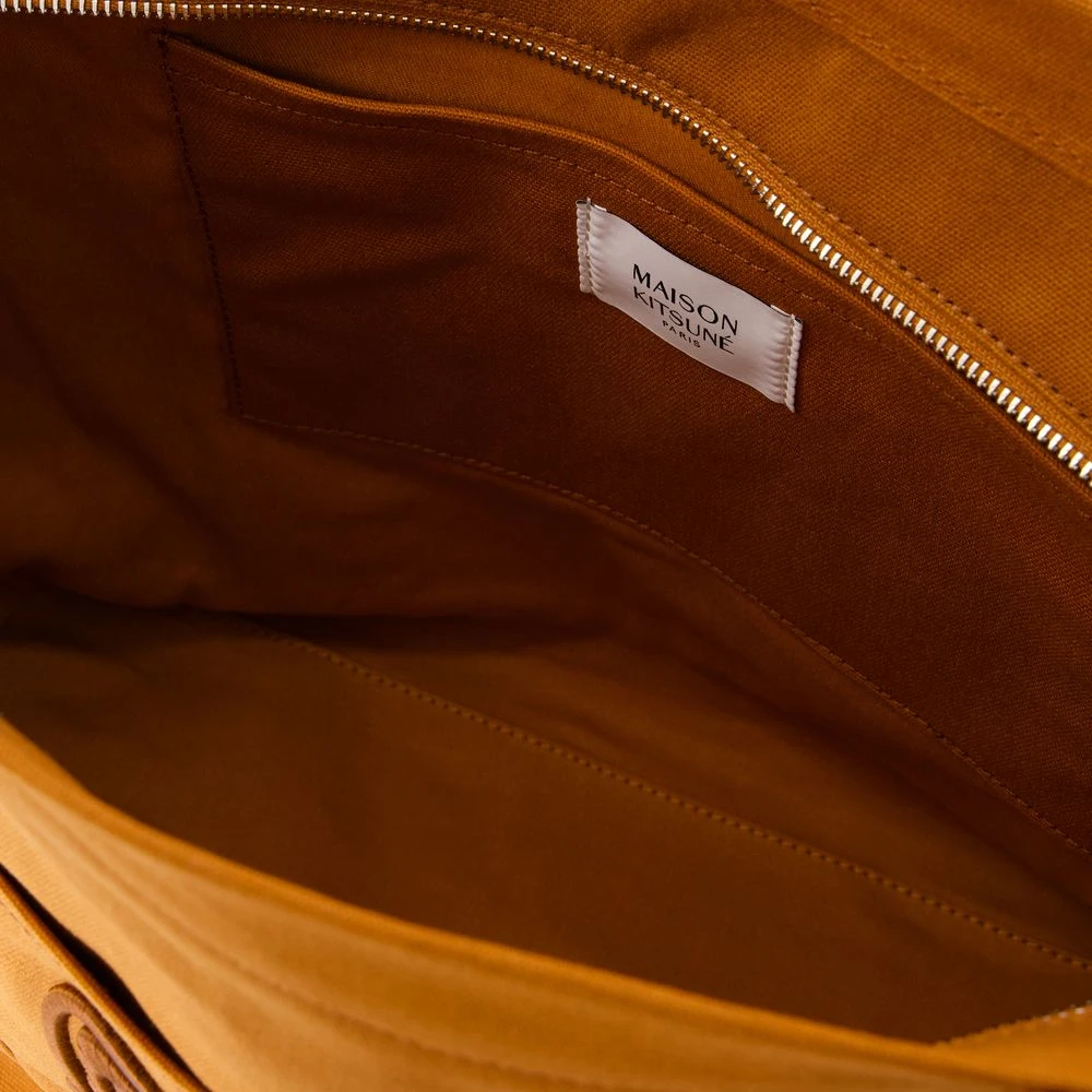 Maison Kitsuné Grote Shopper Tas Katoen Bruin Brown Dames