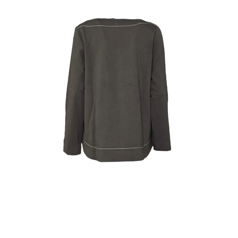 Beatrice .b Asymmetrische Milano Gebreide Top met Ronde Hals Brown Dames