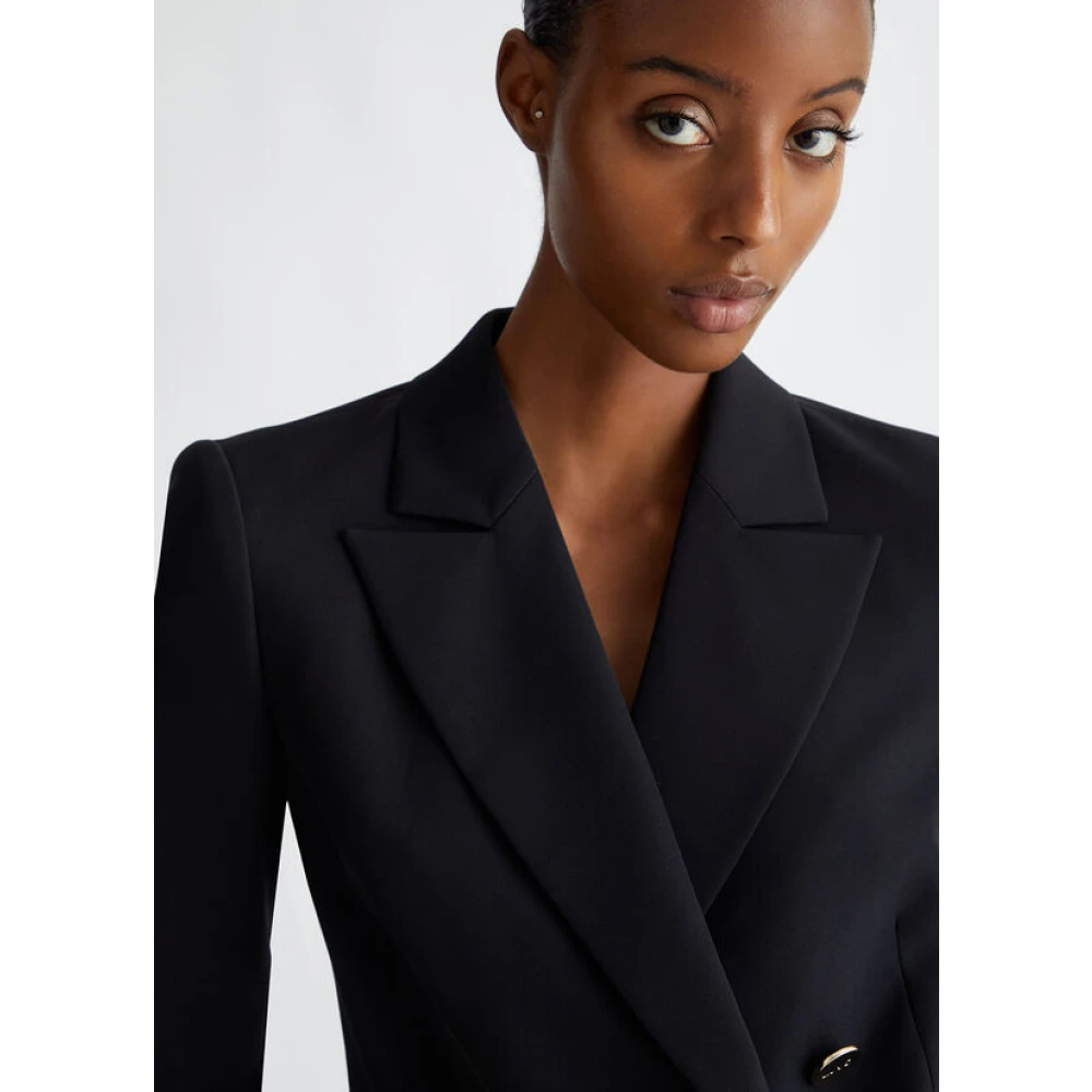 Liu Jo Zwarte stretch blazer met revers Black Dames