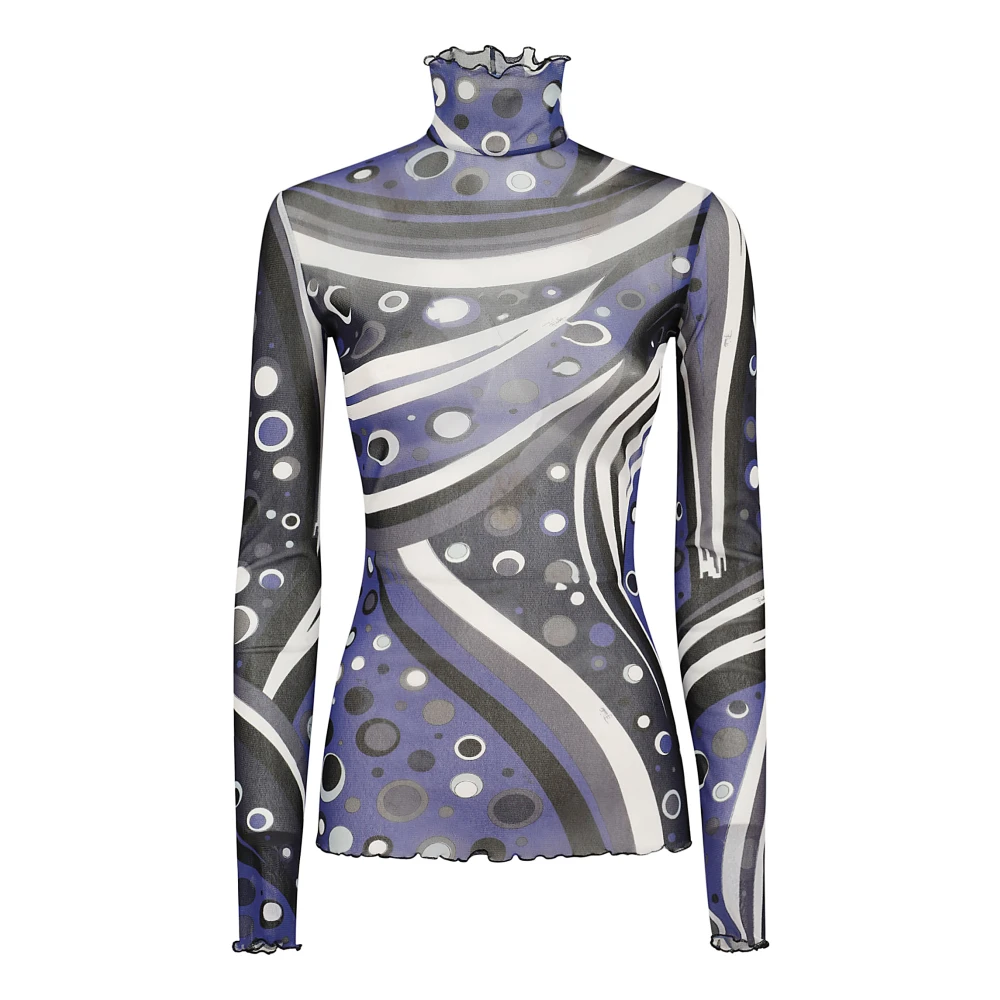 EMILIO PUCCI Blauw T-shirt met stijl 4Ujm17.4U729 Multicolor Dames