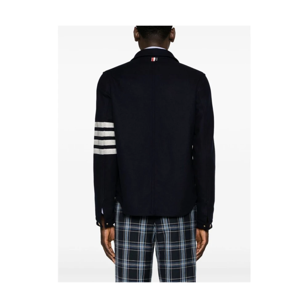 Thom Browne Navy Blauw Wol-Kasjmier Jas Blue Heren