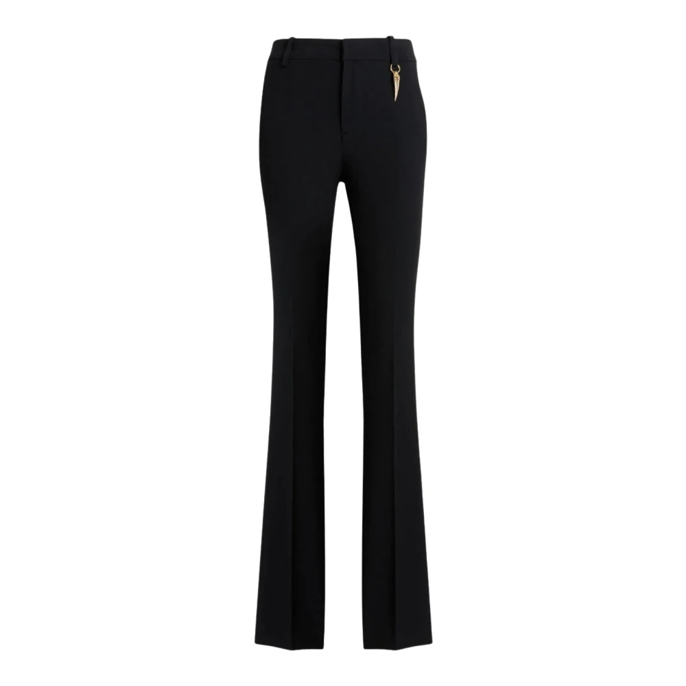 Roberto Cavalli Tiger Tooth Tailored Flared Pants Black Dames