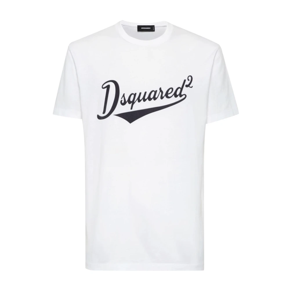 Dsquared2 Wit Katoen Logo Print T-shirt White Heren