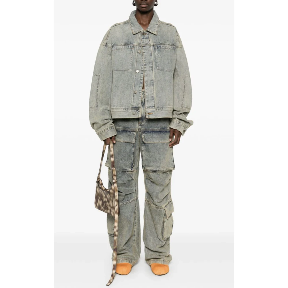 Entire Studios Grijze Cargo Denim Golfoppervlak Blue Heren
