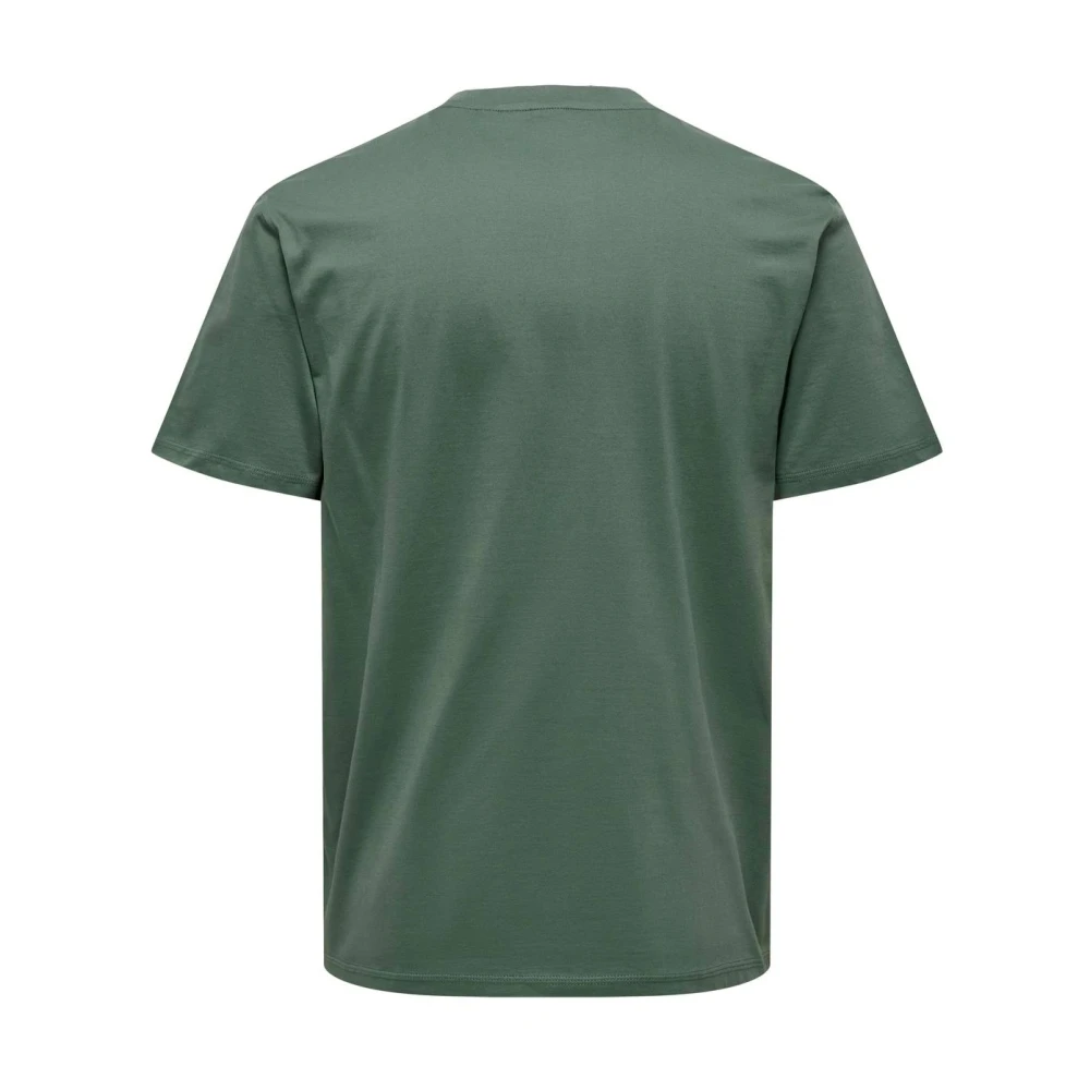 Only & Sons Casual Katoenen T-Shirt Green Heren