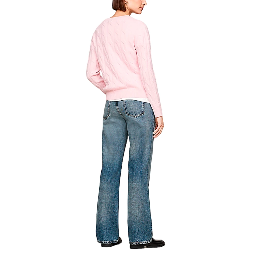 Tommy Hilfiger Elegante Gebreide Trui met Ronde Hals Pink Dames