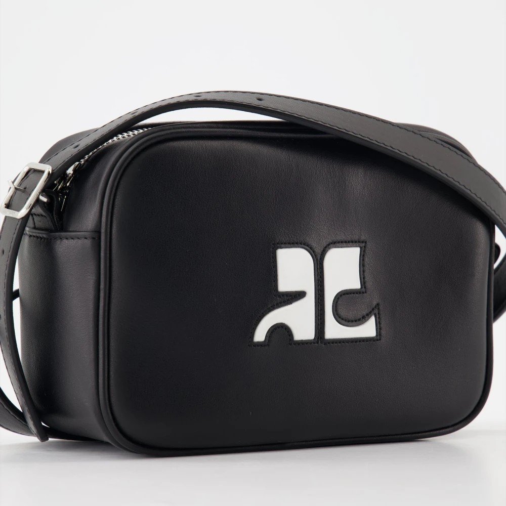 Courrèges Gestructureerde Leren Cameratas Black Heren