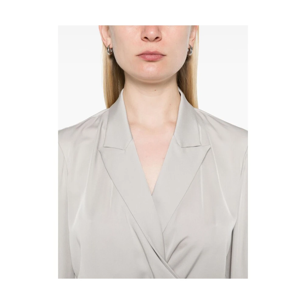 Theory Diepe V-hals Lange Mouw Shirt Gray Dames