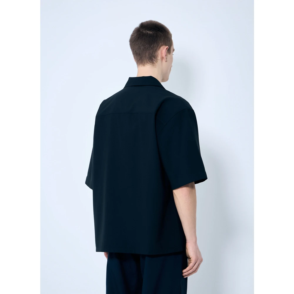 Marni Geborduurde Camp Kraag Bowling Shirt Black Heren