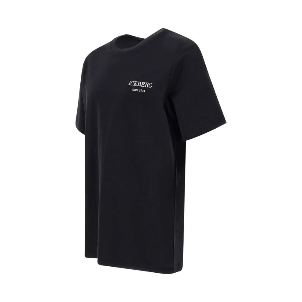 Iceberg Zwart Katoenen Jersey T-Shirt met Wit Logo Black Heren