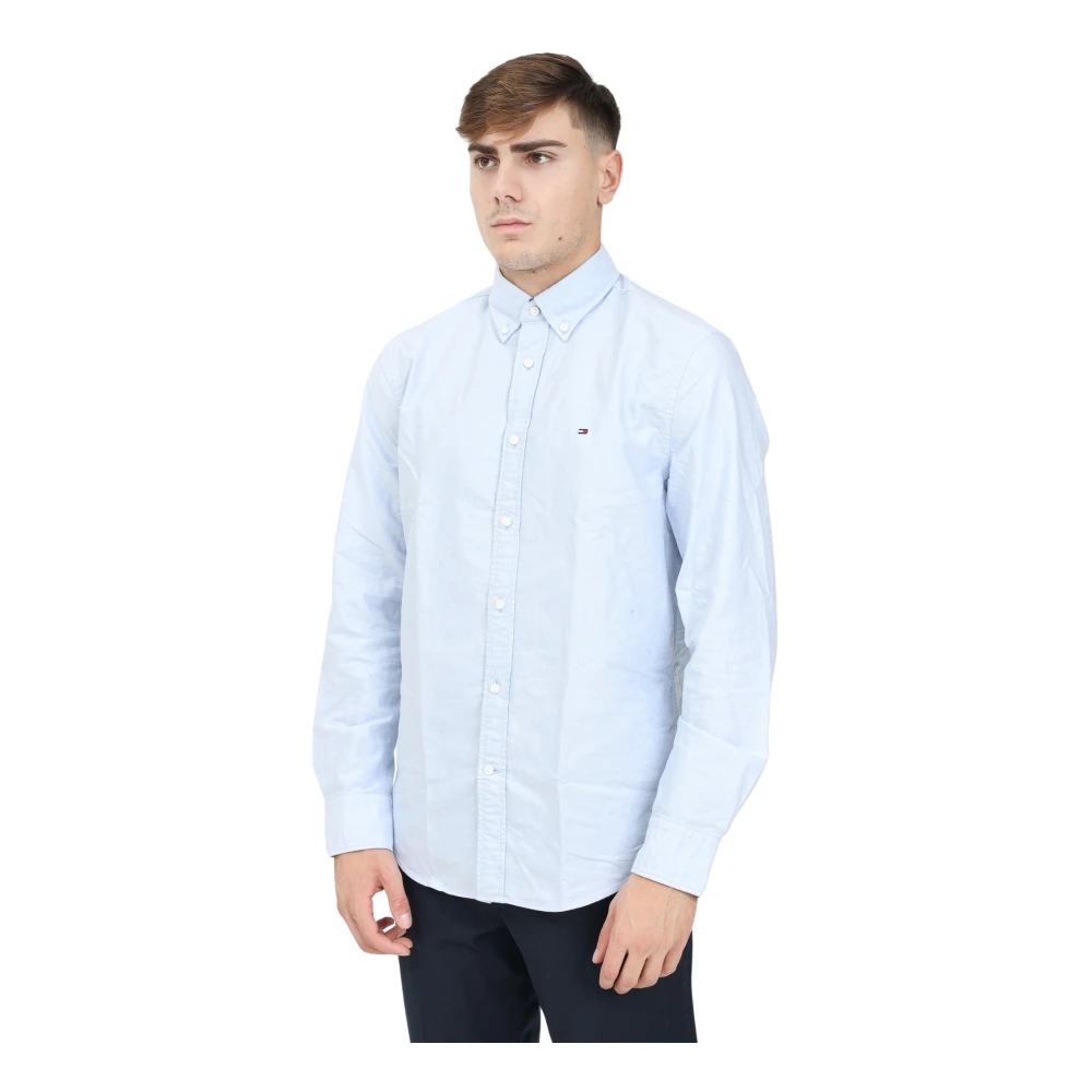 Tommy Hilfiger Blauwe Oxford Heritage Overhemd met Lange Mouwen Blue Heren
