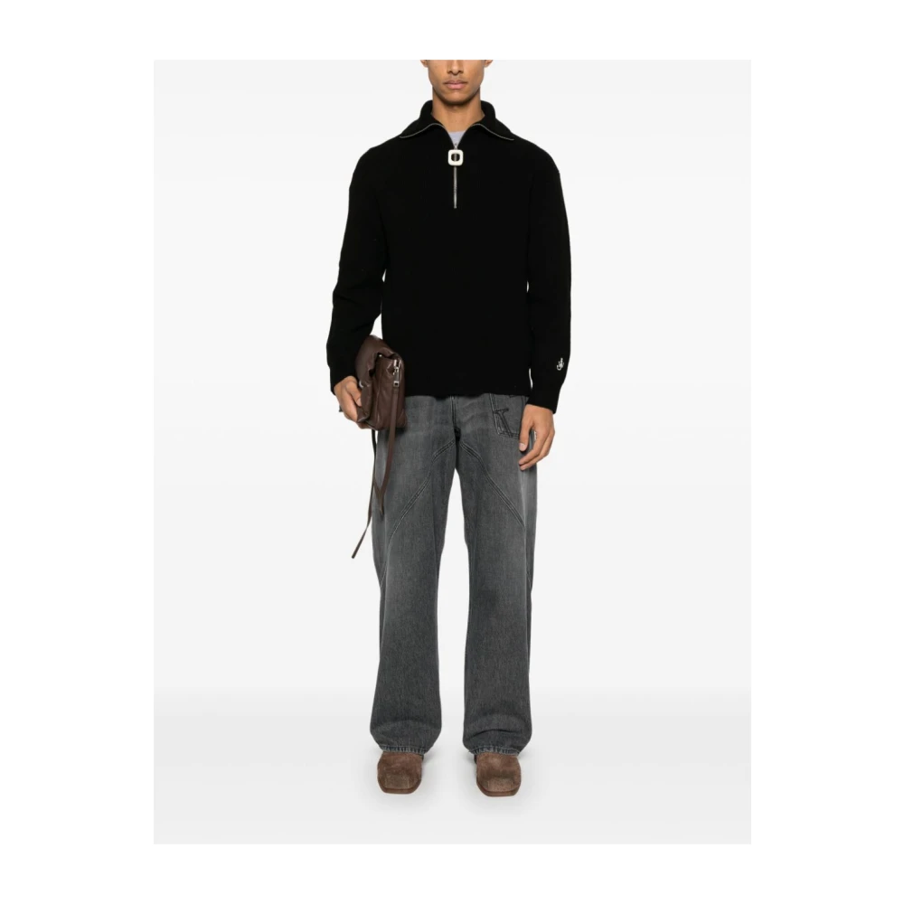 JW Anderson Zwarte Sweater Verhoog Stijl Statement Black Heren