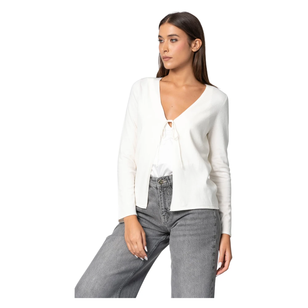 Kocca Women's White Chic Long Sleeved Tie Cardigan - Cardigans - Xs - Knitwear