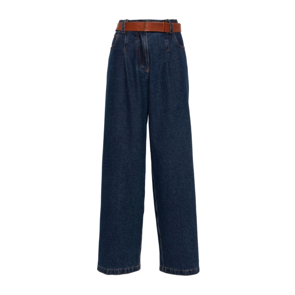 Forte Blauwe Denim Jeans met Riem Blue Dames