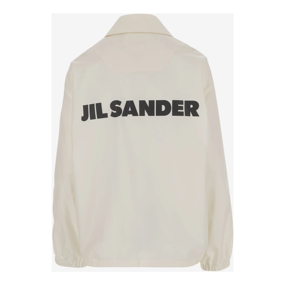 Jil Sander Logo Katoenen Jas met Trekkoordzoom White Dames