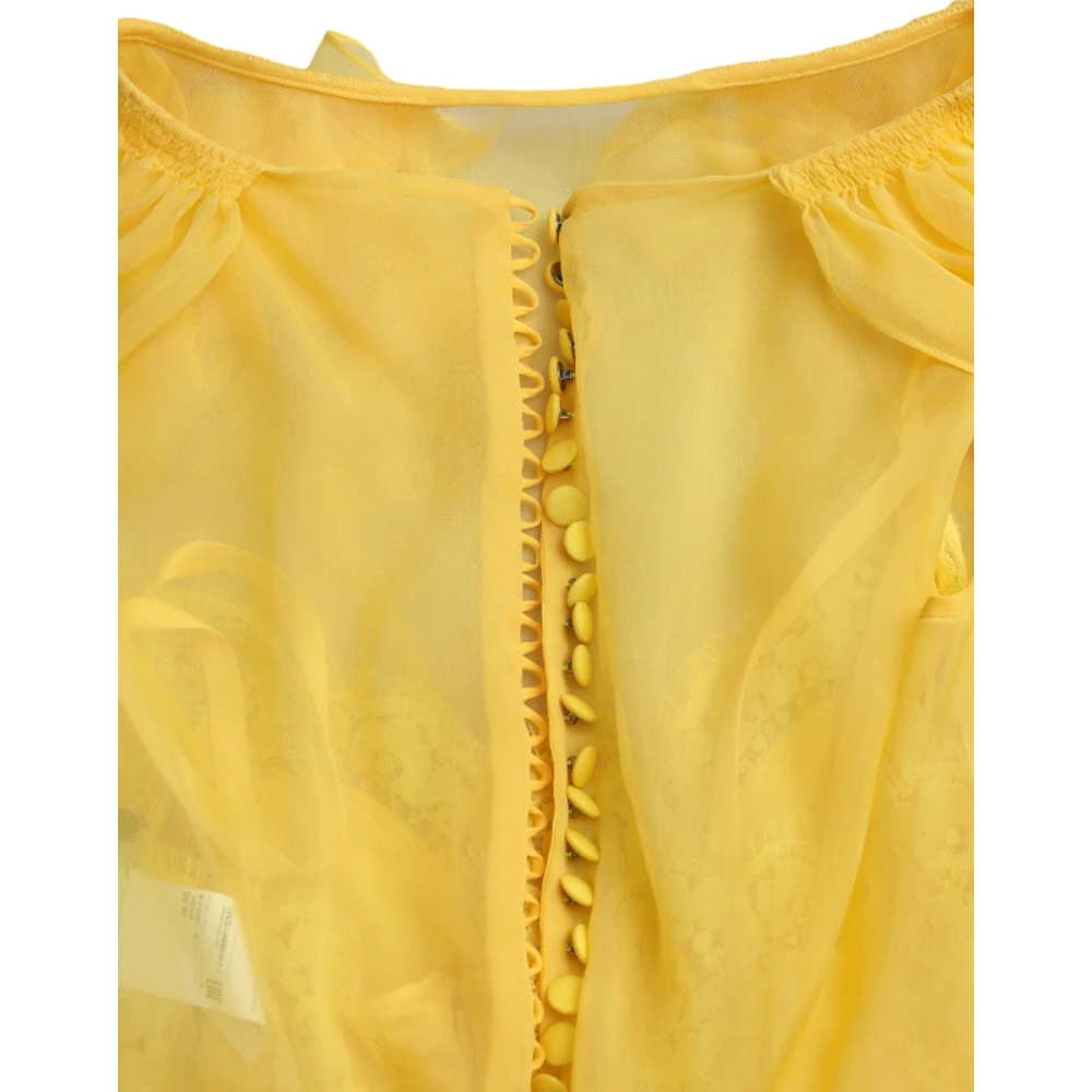 Dolce & Gabbana Gele Zijden Sheath Met Riem Lange Maxi Jurk Yellow Dames