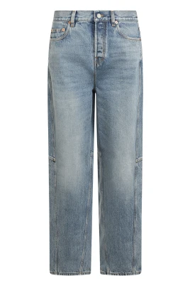 Breda jeans med läderlogo