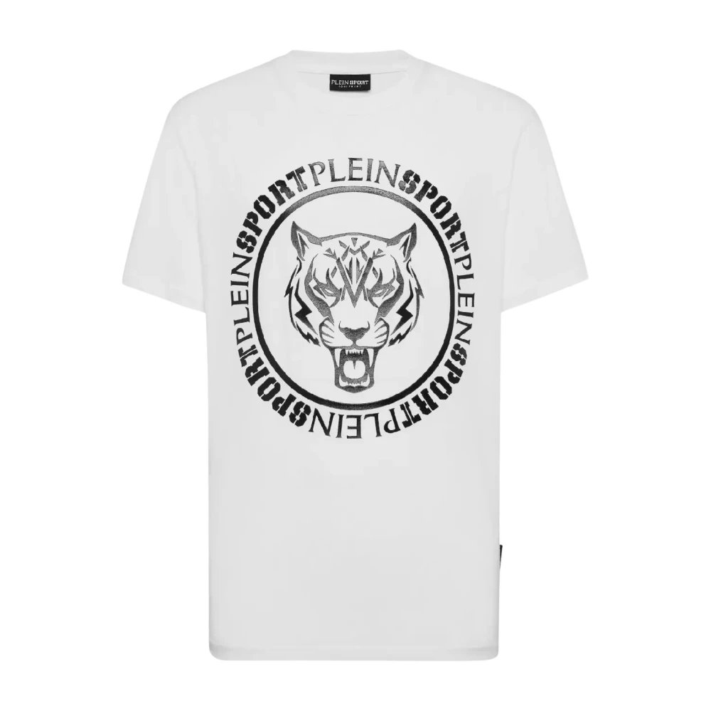 Plein Sport Men's White Training T-Shirts & Tops, 2XL, Carbon Tiger T-Shirt