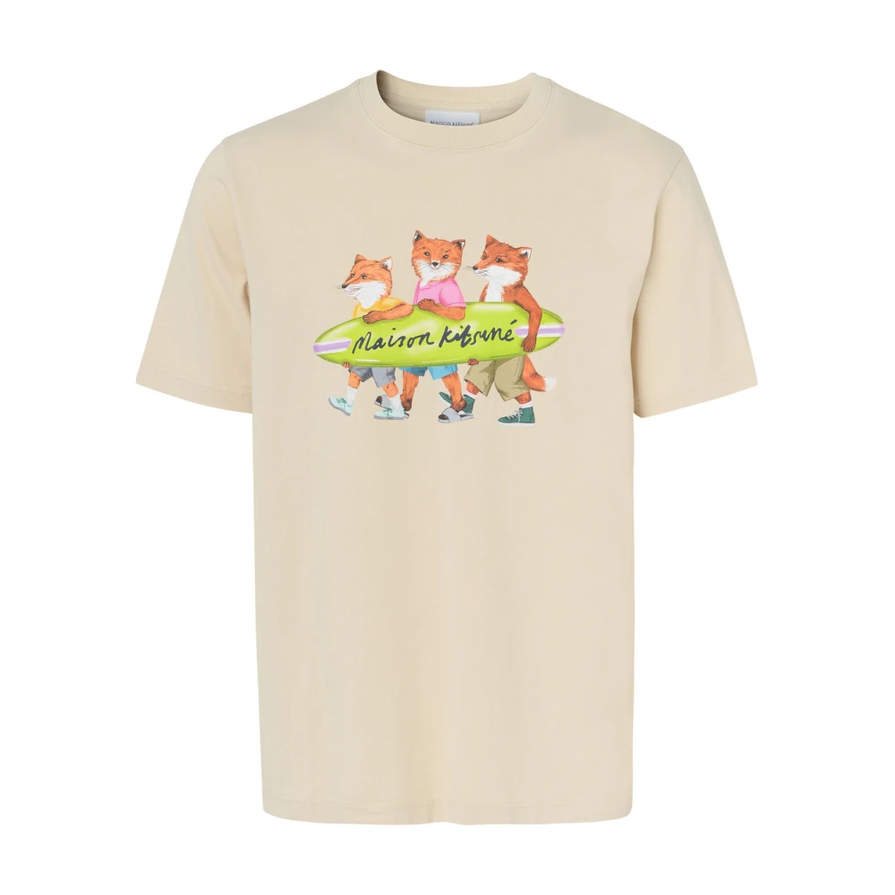 Maison Kitsuné Surfande Rävar Komfort T-shirt Beige, Herr