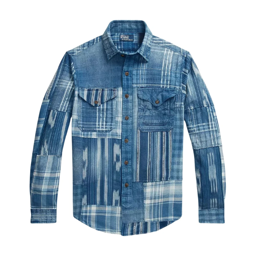 Ralph Lauren Patchwork overhemd Classic Fit Blue Heren
