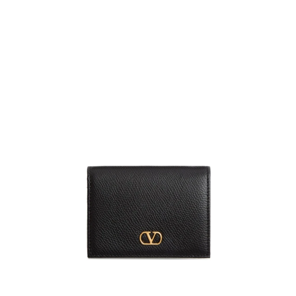 Valentino Garavani Zwarte V-Logo Handtekening Flap Portemonnee Black Dames