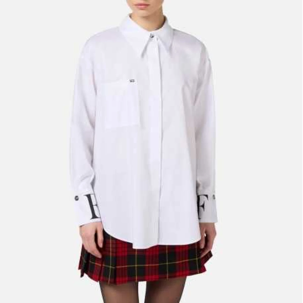 Elisabetta Franchi Witte Katoenen Oversize Logo Shirt White Dames