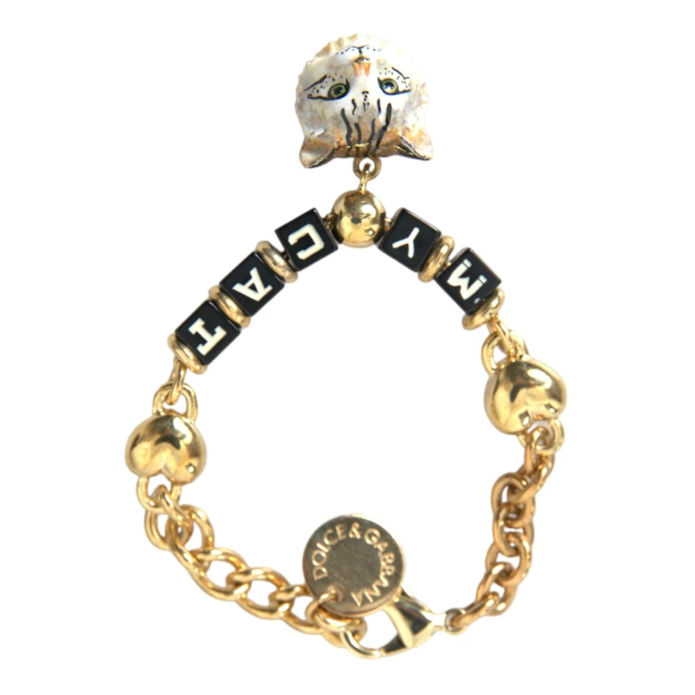 Dolce & Gabbana Katt Hjärta Charm Armband Guldton Yellow, Dam