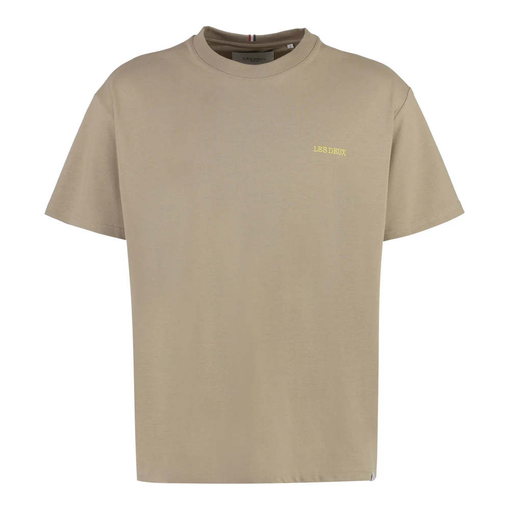 Les Deux Diego Logo Katoenen T-Shirt Beige Heren