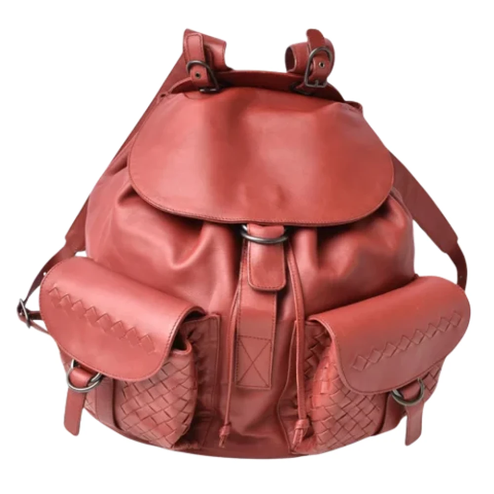Bottega Veneta Vintage Pre-owned Leather backpacks Red Heren