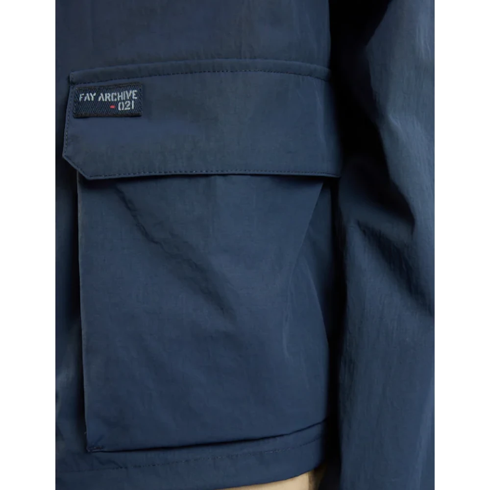 Fay Blauwe Windbreaker Jas met Capuchon Blue Heren