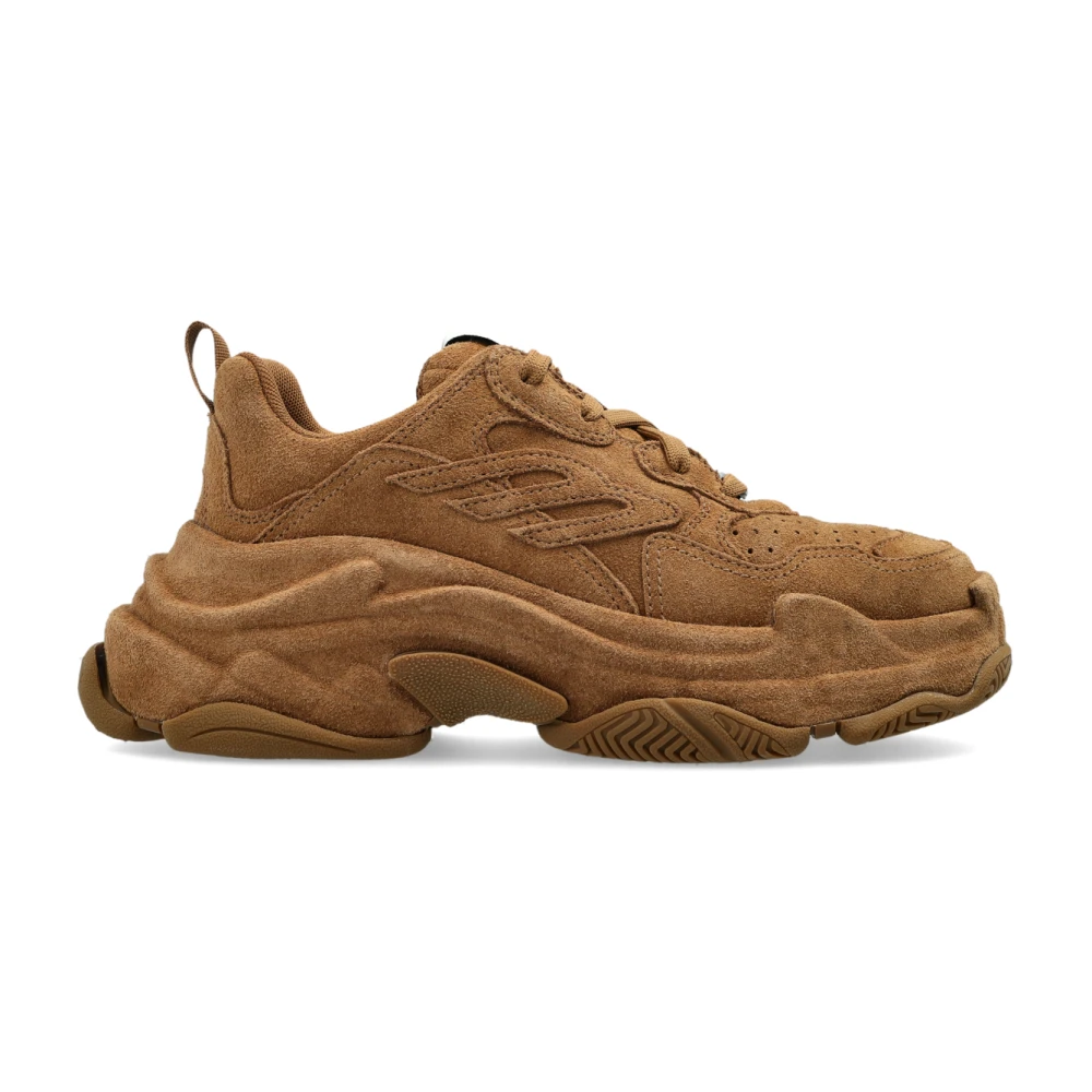 Balenciaga Triple S Sportieve Suède Sneaker Dames Schoenen Bruin