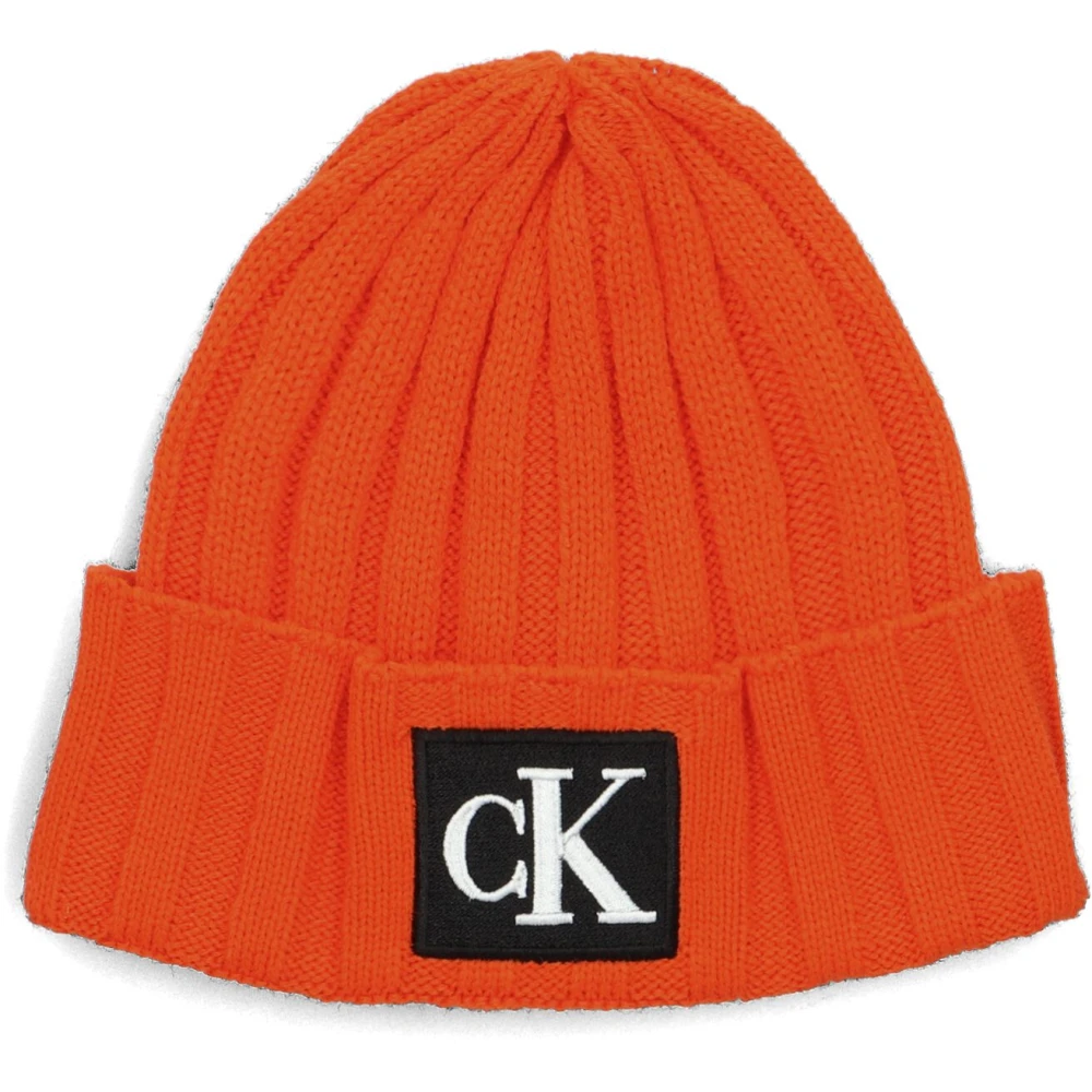 Calvin Klein Monogram Rib Beanie Rood Red Dames