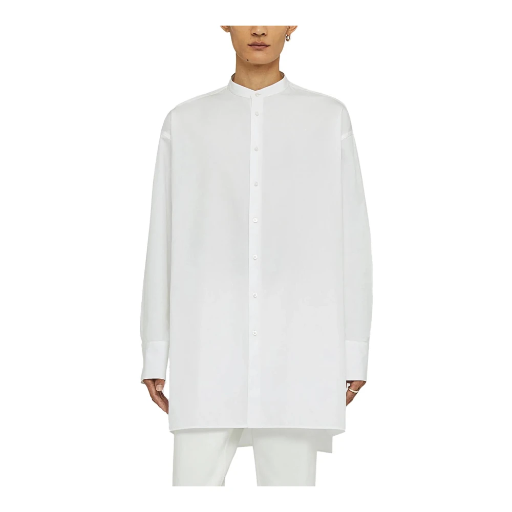 Jil Sander Katoenen Poplin Langarm Monogram Shirt White Heren