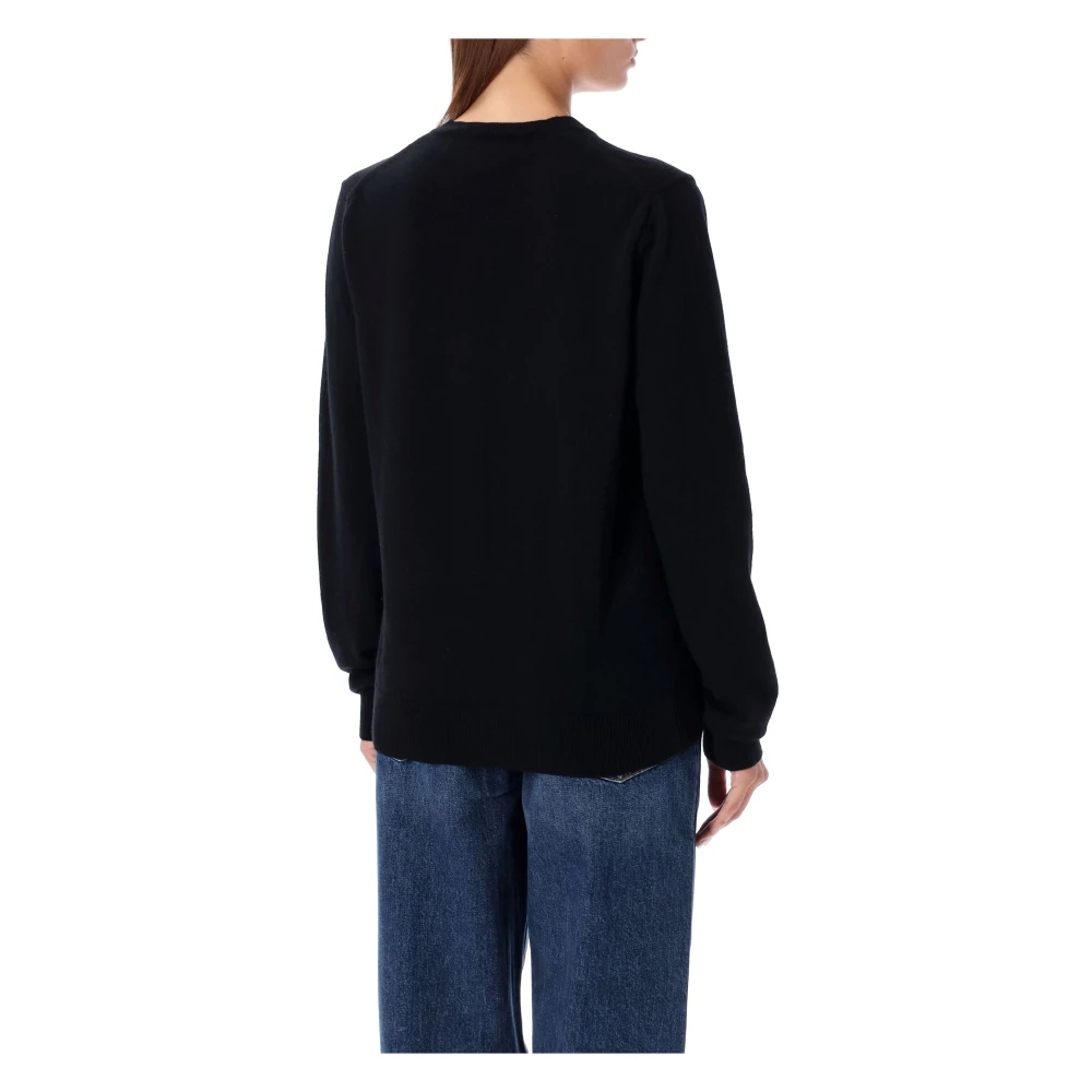 Comme des Garçons Zwart Gebreide Kleding met Rode Hart Patch Black Dames