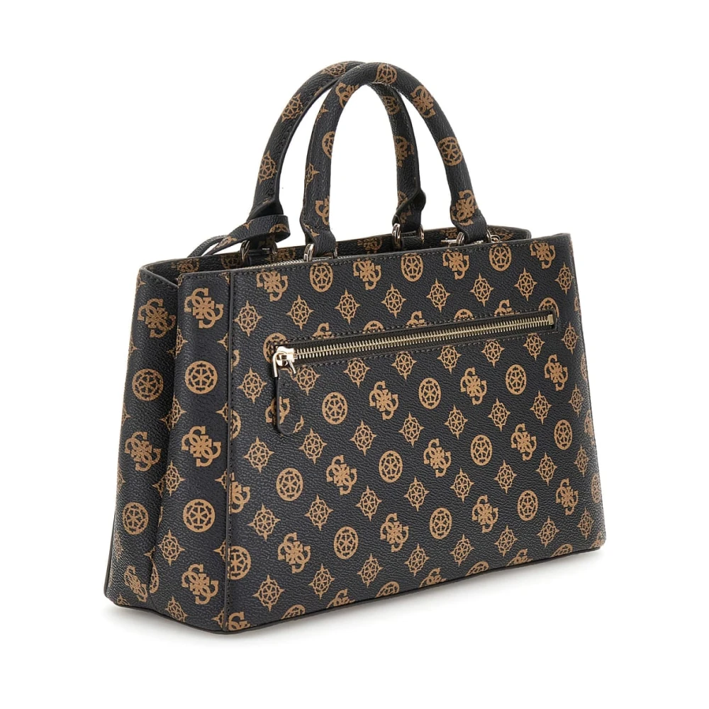 Guess Luxe Satchel Mocha Logo Tas Brown Dames