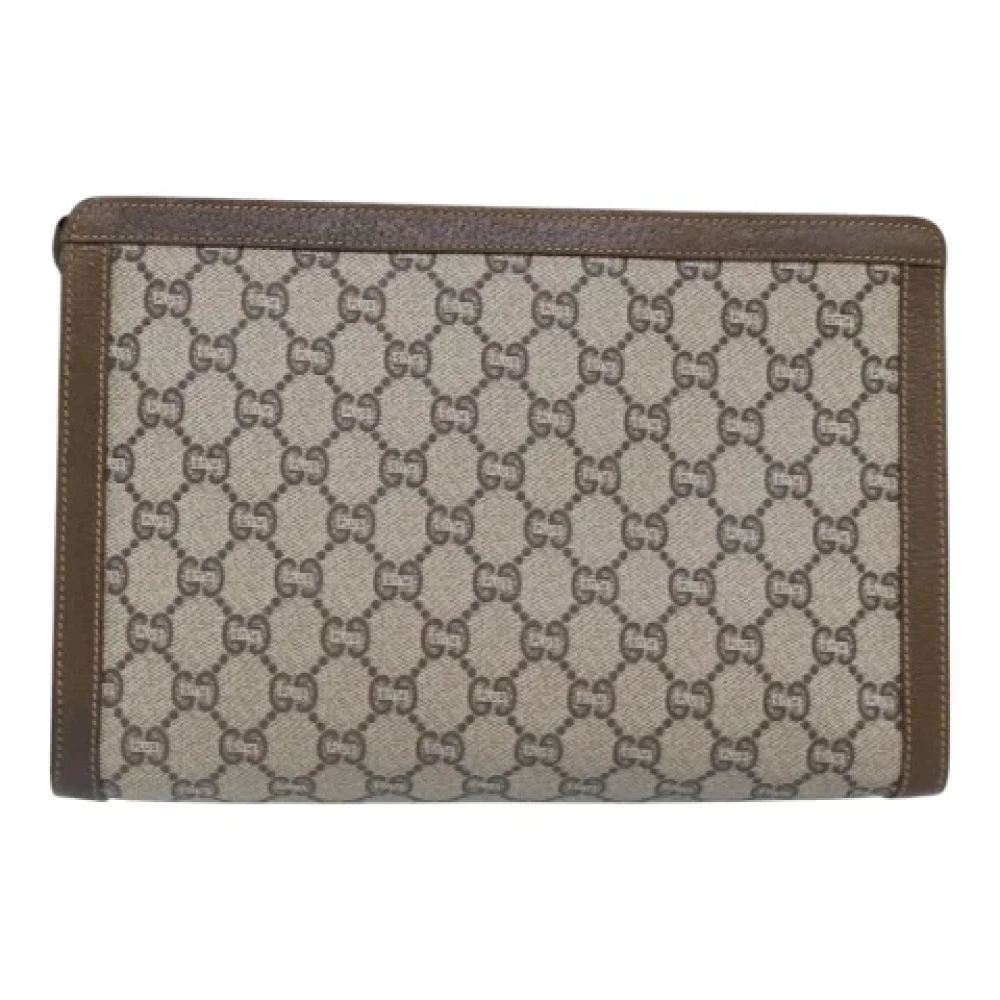 Gucci Vintage Pre-owned Leather clutches Beige Dames