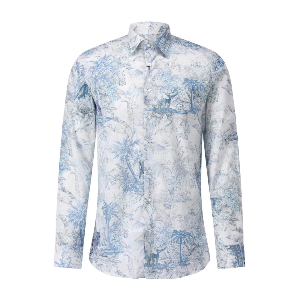 ETRO Flora & Fauna Print Overhemd Blue Heren