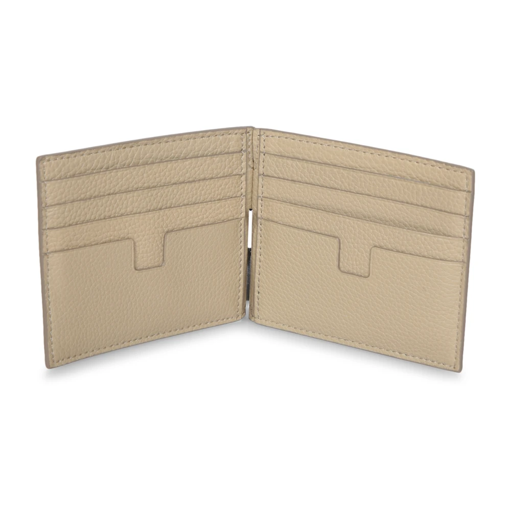 Tom Ford Portemonnee van hoogwaardig leer met geldclip Beige Heren