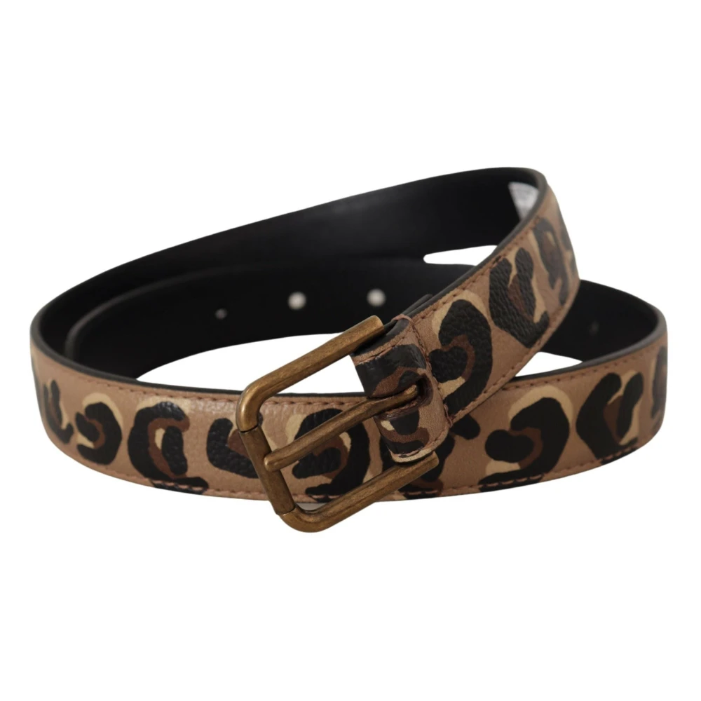 Dolce & Gabbana Elegante Riem met Gegraveerde Leren Gesp Brown Dames