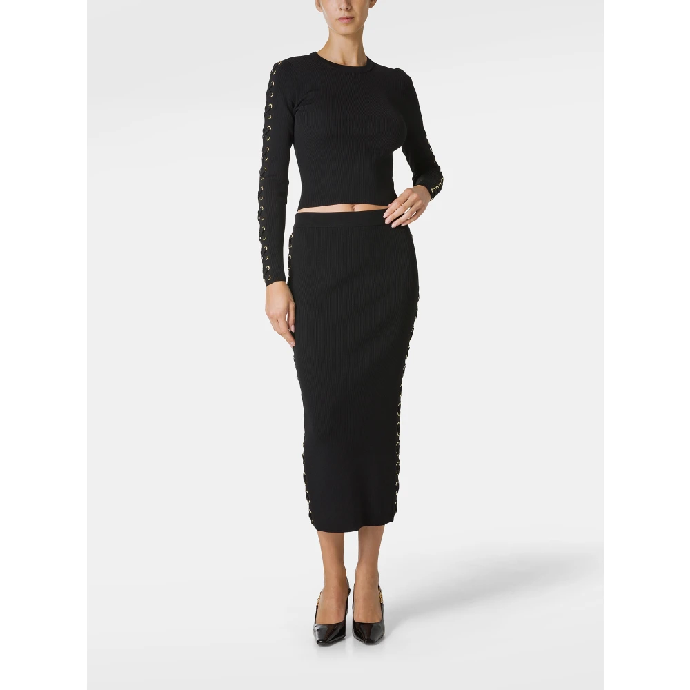 Michael Kors Geribbelde trui met mouwkoorden Black Dames