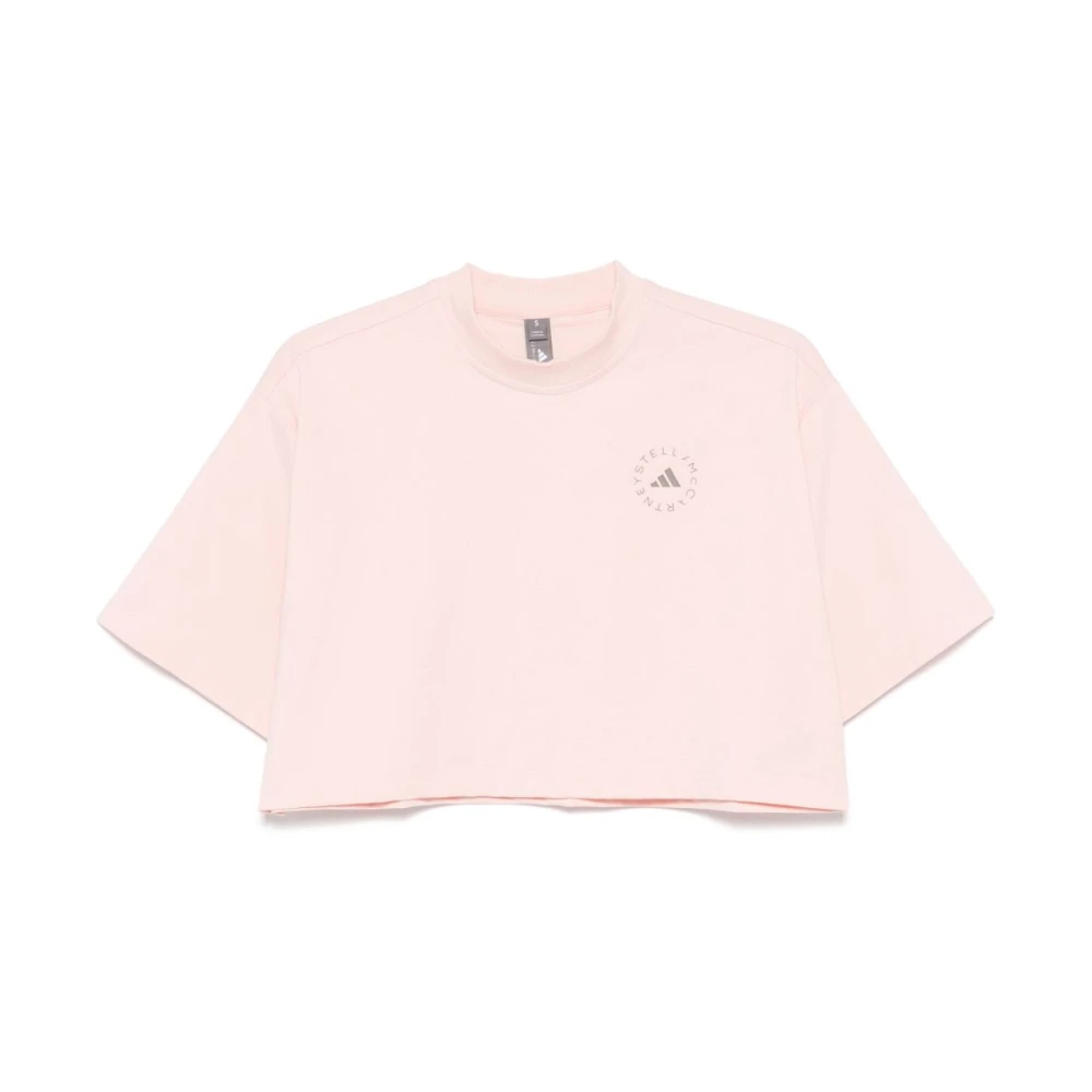 Adidas by stella mccartney Roze Logo Print Crew Neck T-shirt Pink Dames