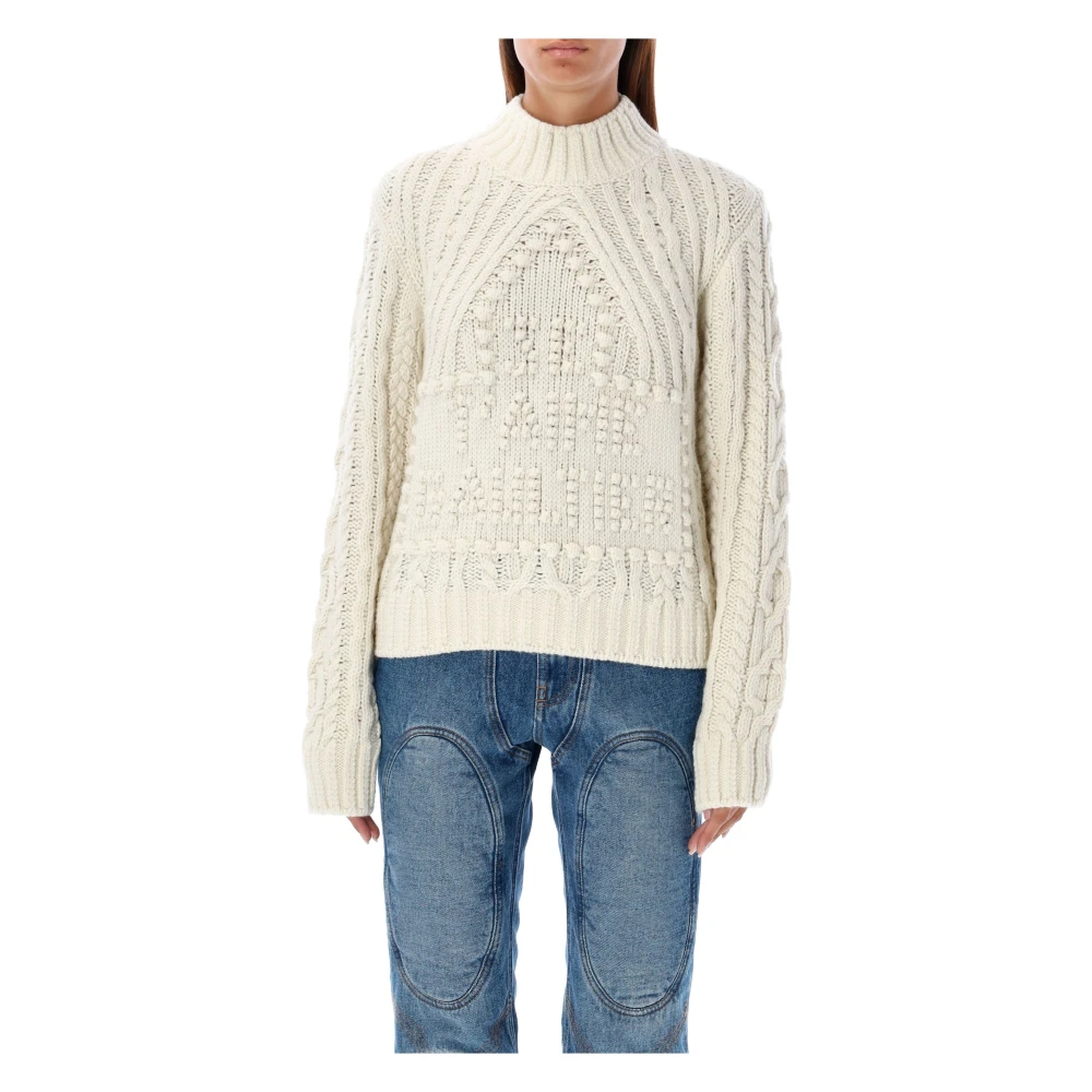 Jean Paul Gaultier Crème Kabelgebreide Trui Aw24 Beige Dames