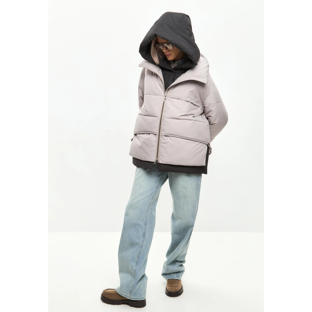 Cesare Gaspari Capuchon gewatteerde jas Beige Dames
