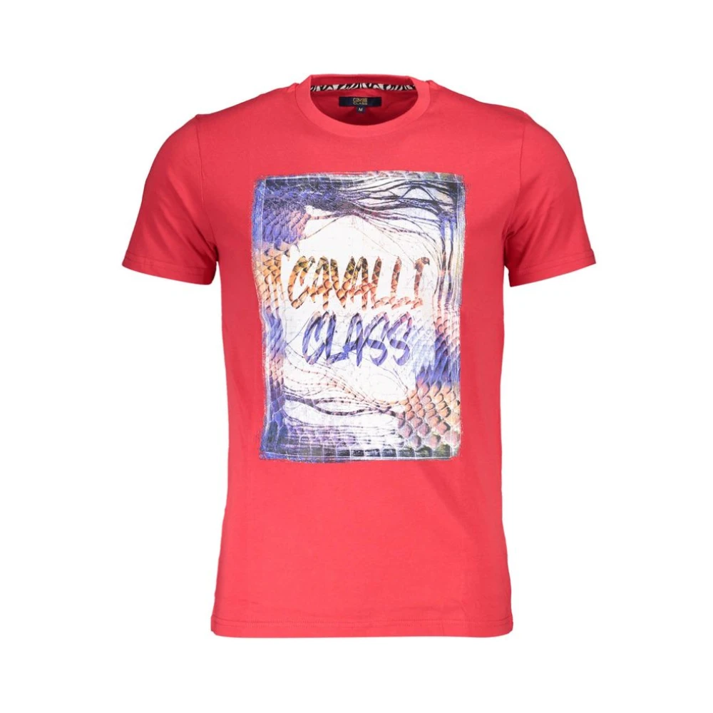 Cavalli Class Bedrukt Logo T-shirt Red Heren