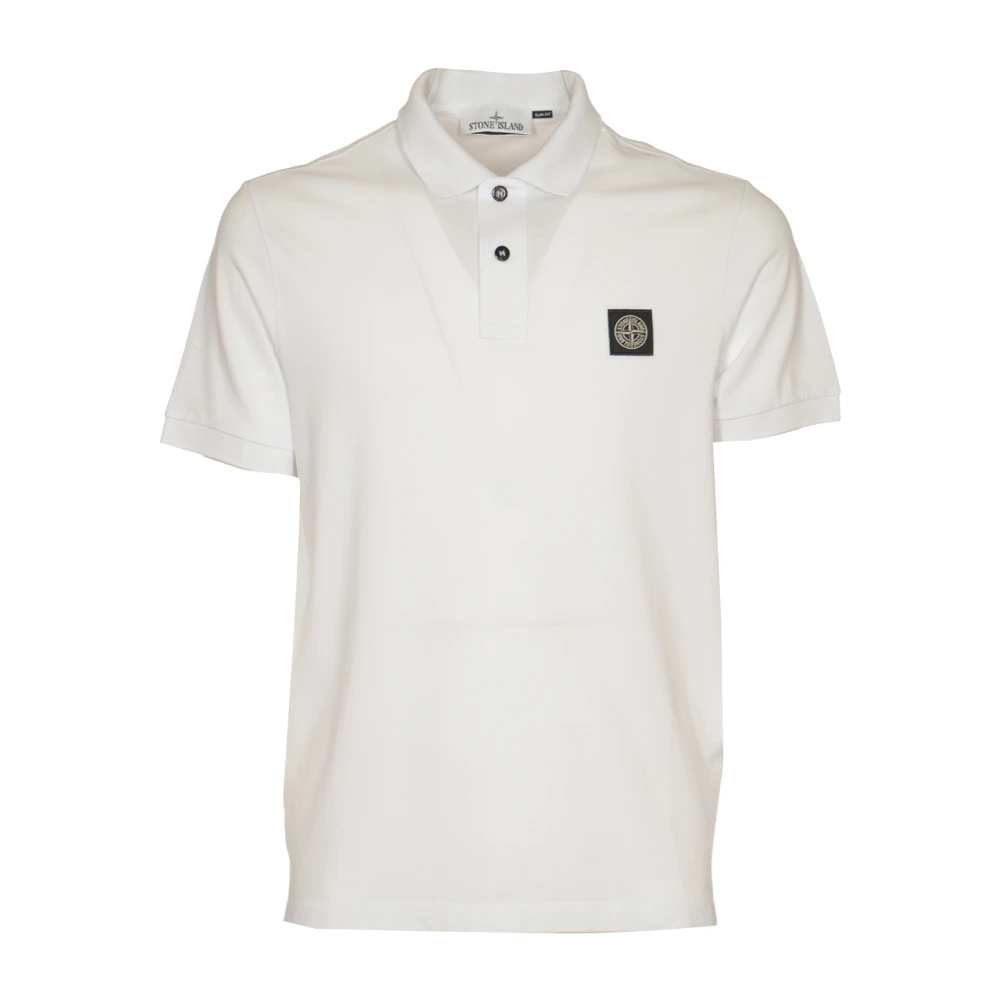 Stone Island Zwarte Polo Shirt met Kompass Logo White Heren