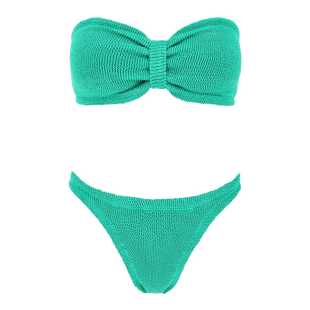 Hunza G Crinkle Bandeau Bikini Set Green Dames