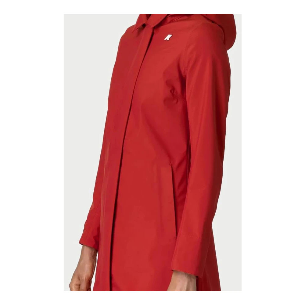 K-way Rode Slim Fit Waterdichte Jas Red Dames