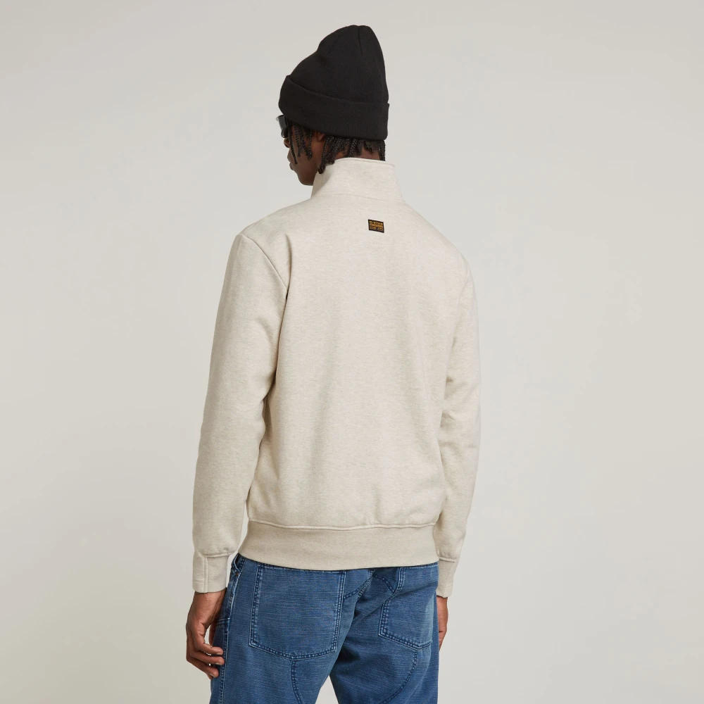 G-Star Sweater met ritssluiting en ribmouwen White Heren