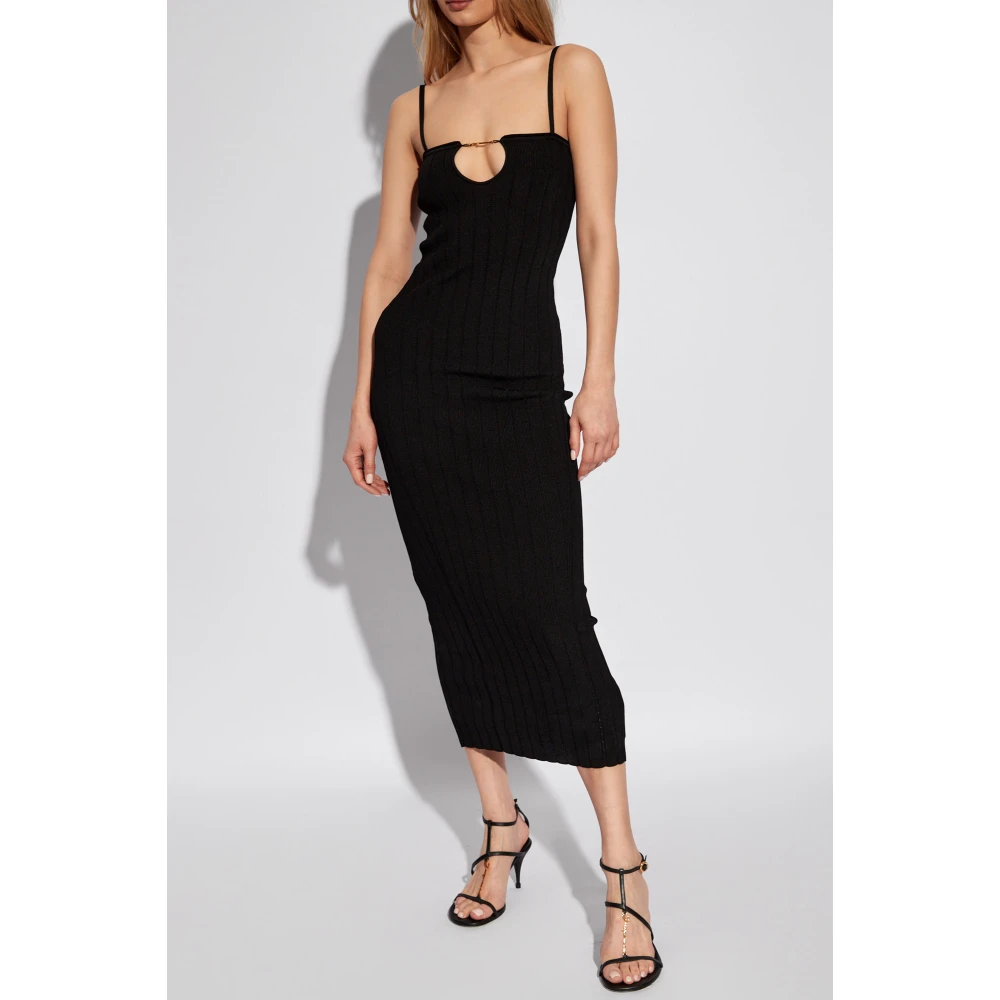 Jacquemus Sierra geribbelde slipjurk Black Dames