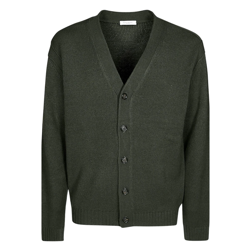 Paolo Pecora Groene V-hals Cardigan Sweater Green Heren